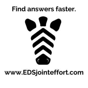 EDS Joint effort logo with zebra face elevating information